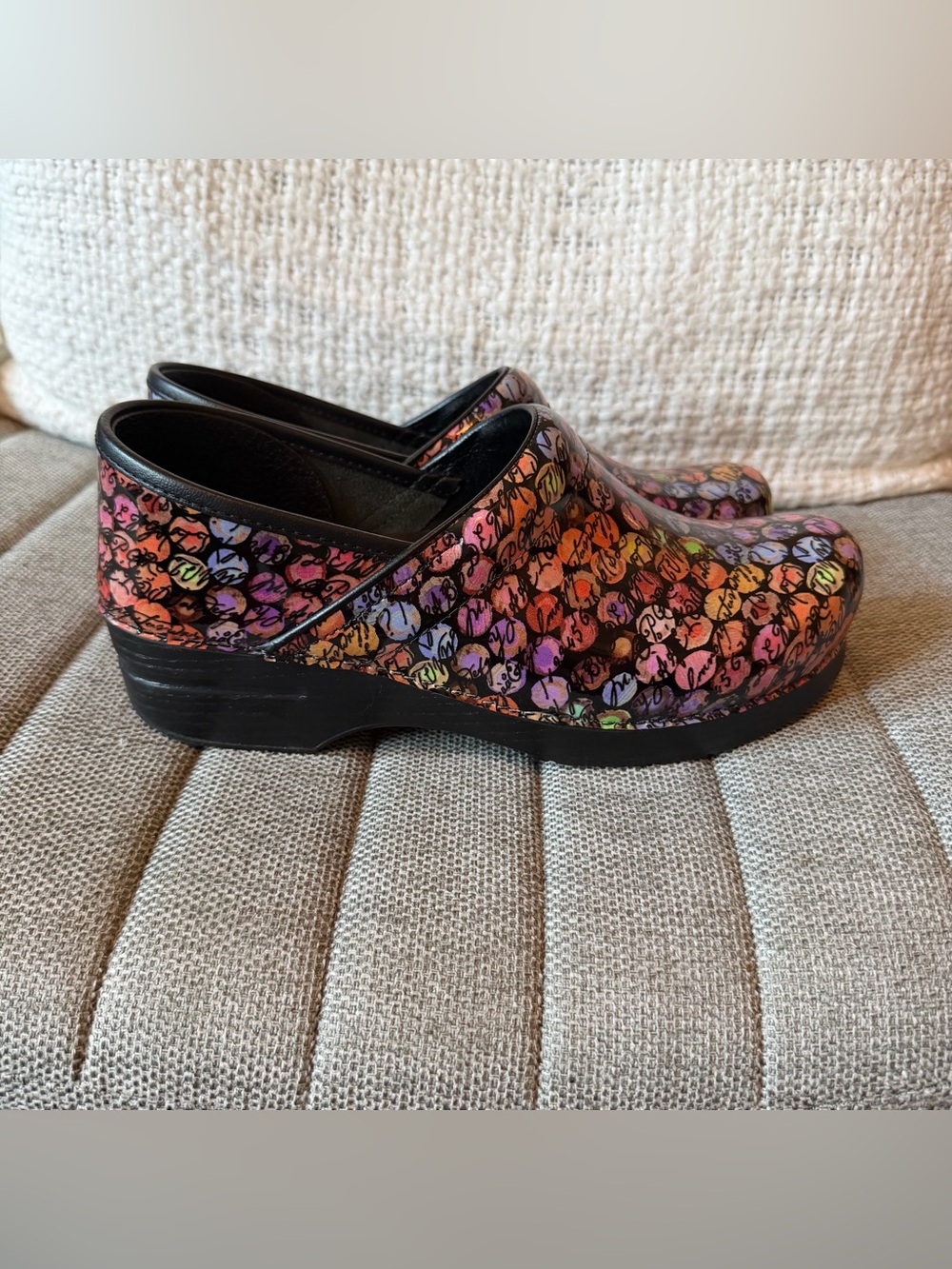 Dansko Multicolor Patent Leather Patterned Clogs - Picture 8 of 10